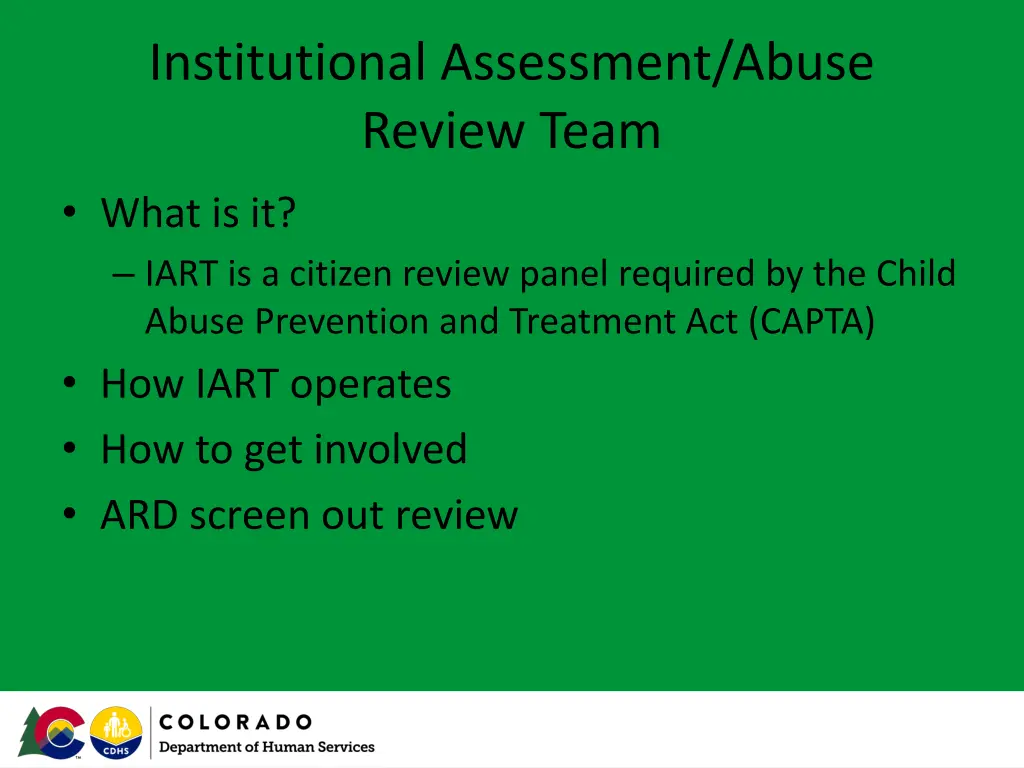 institutional assessment abuse review team