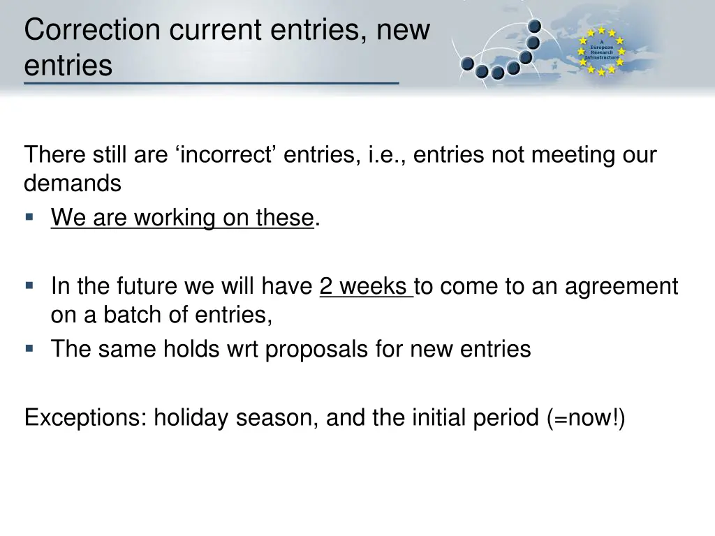 correction current entries new entries