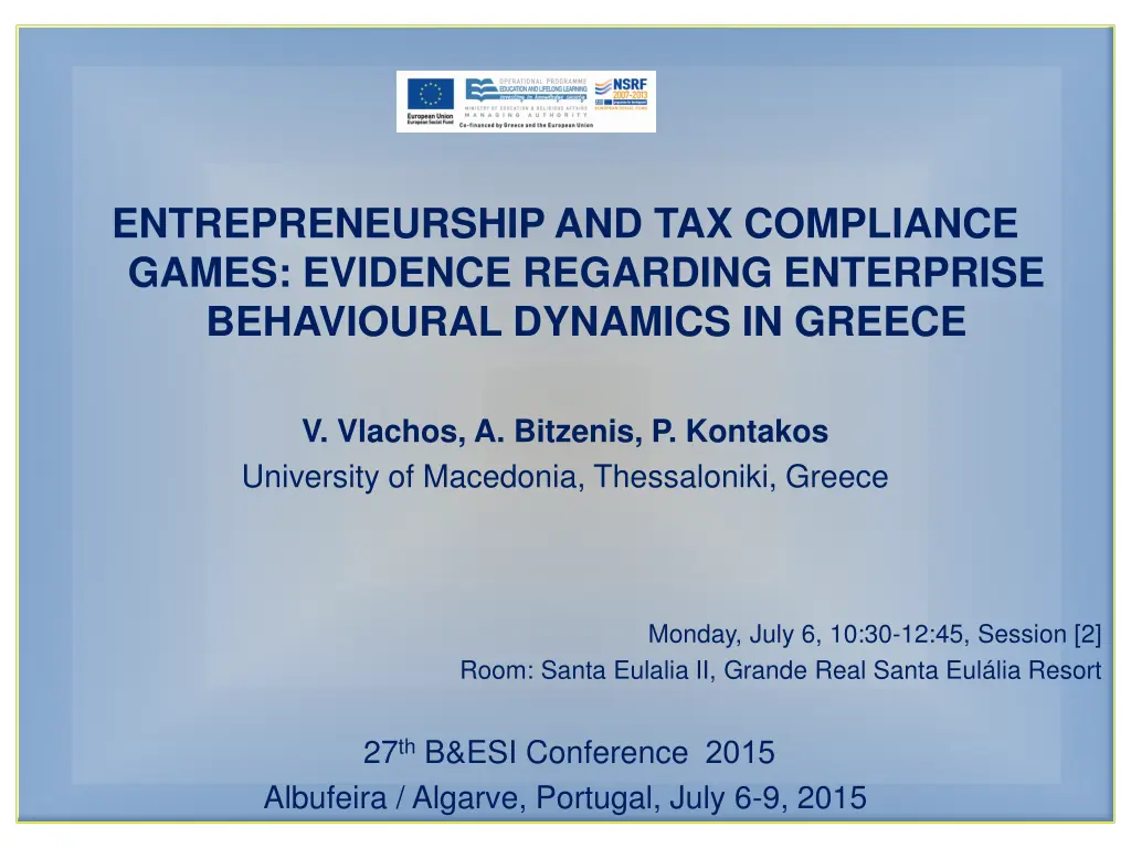 entrepreneurship and tax compliance games