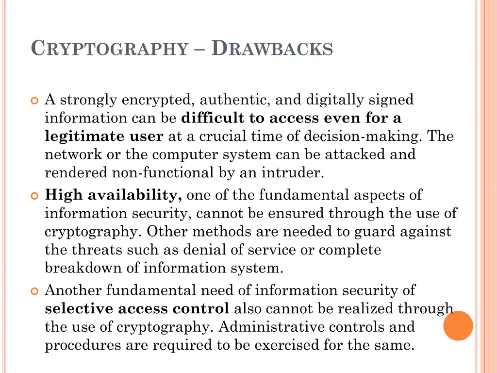 c ryptography d rawbacks