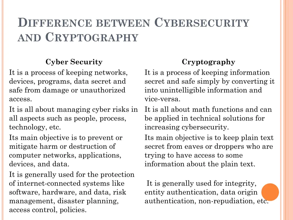 d ifference between c ybersecurity