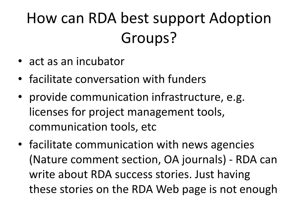 how can rda best support adoption groups