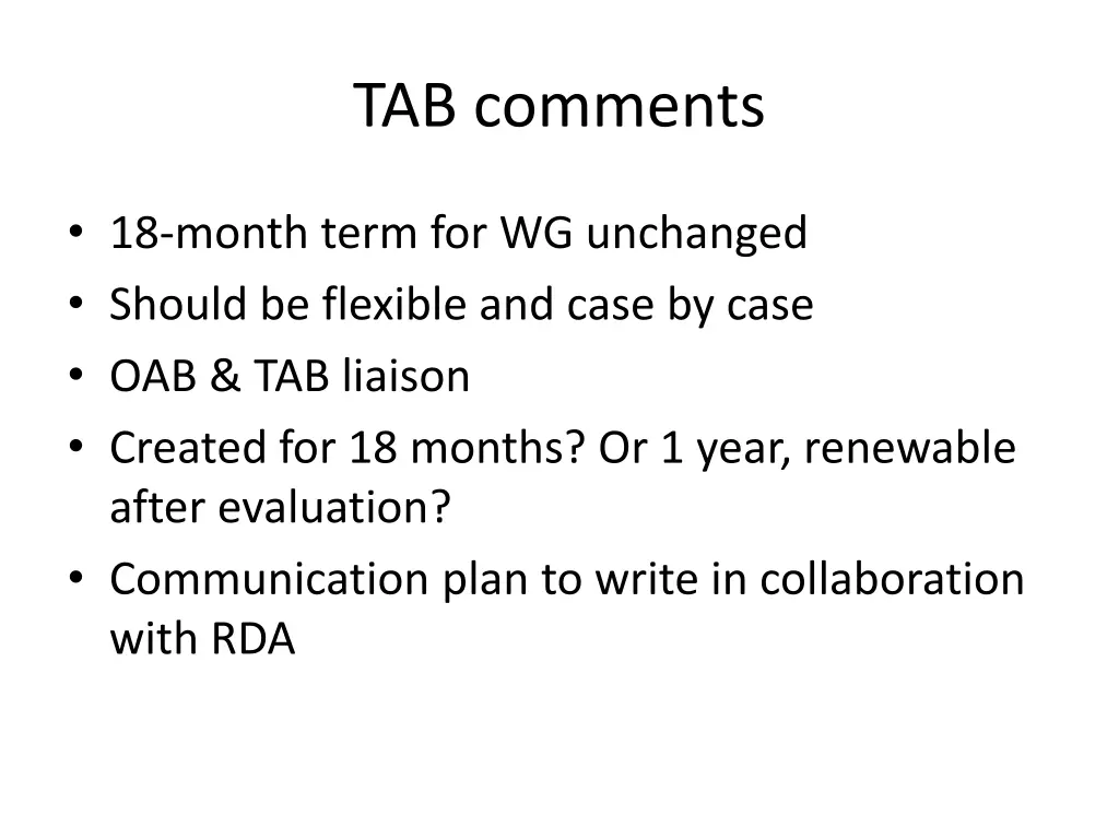 tab comments