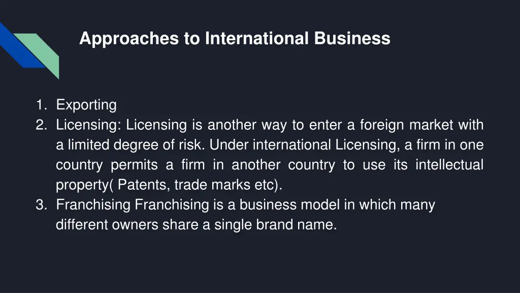 approaches to international business