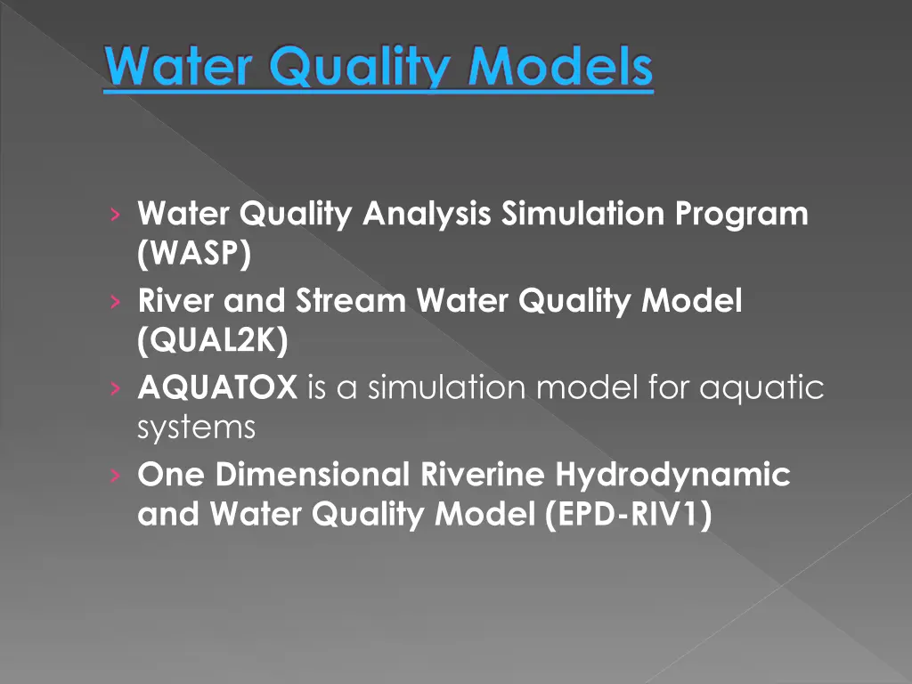 water quality models