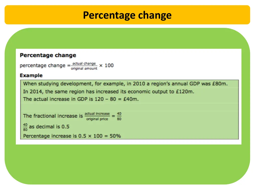 percentage change