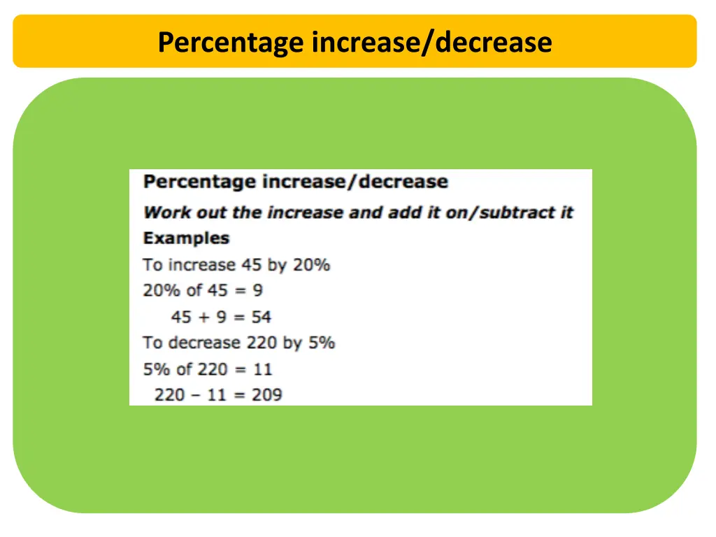 percentage increase decrease