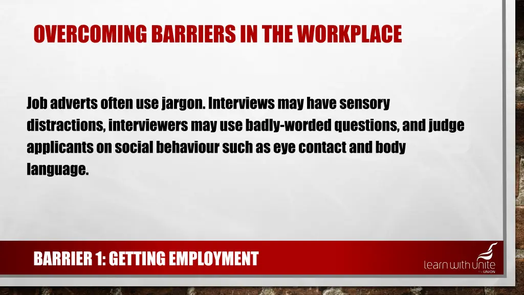 overcoming barriers in the workplace