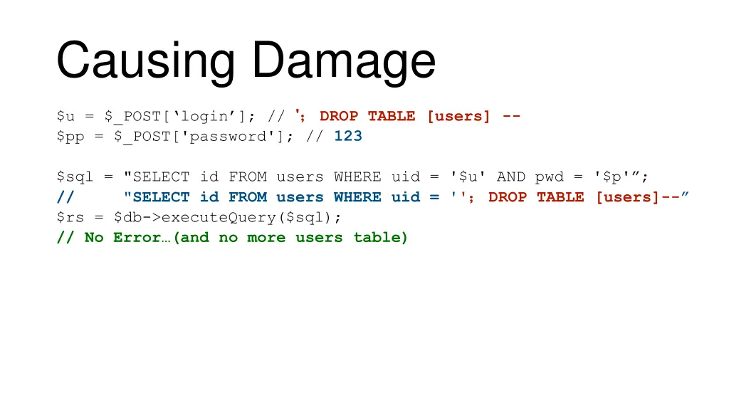 causing damage