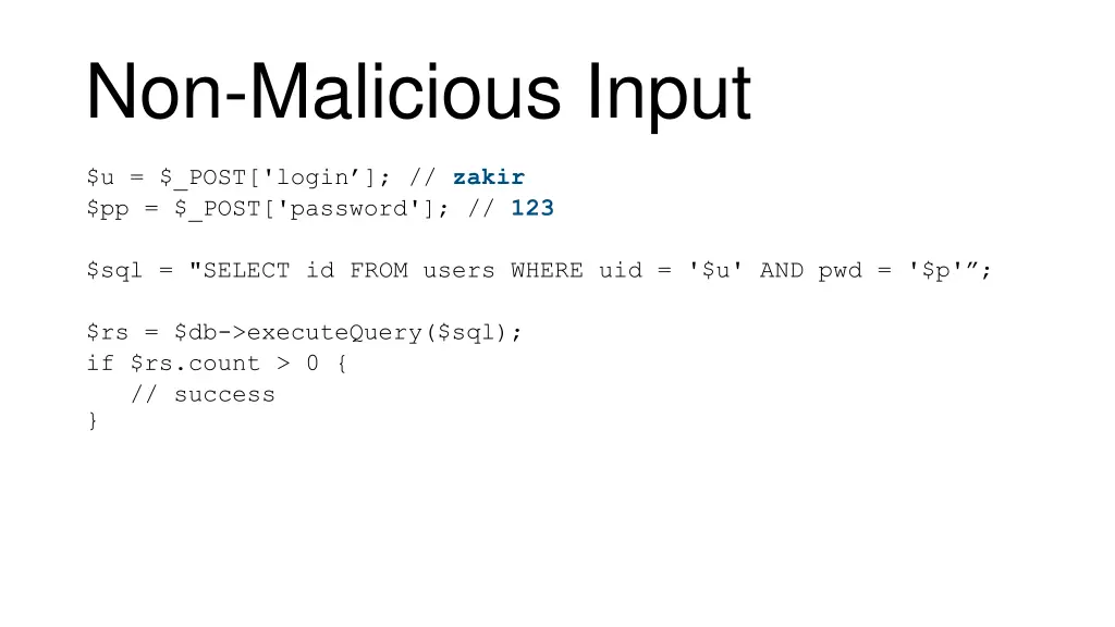 non malicious input