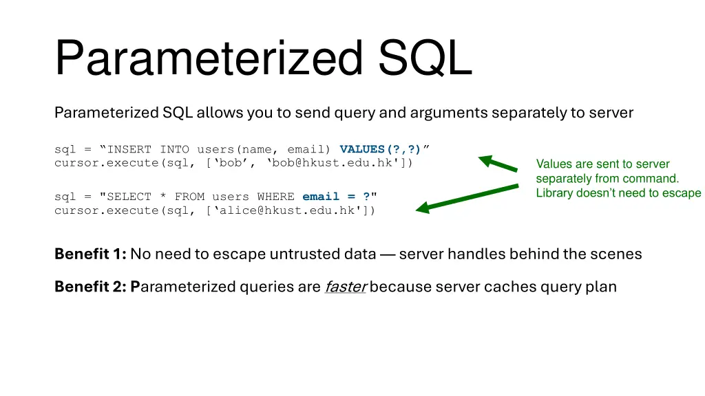 parameterized sql