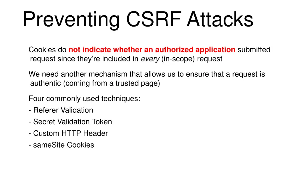 preventing csrf attacks