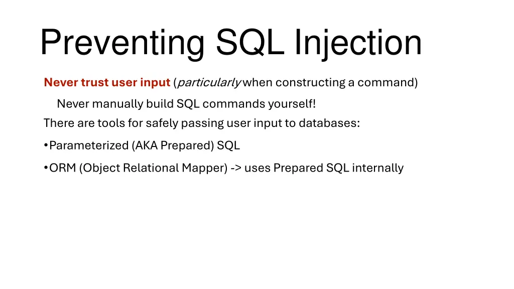 preventing sql injection