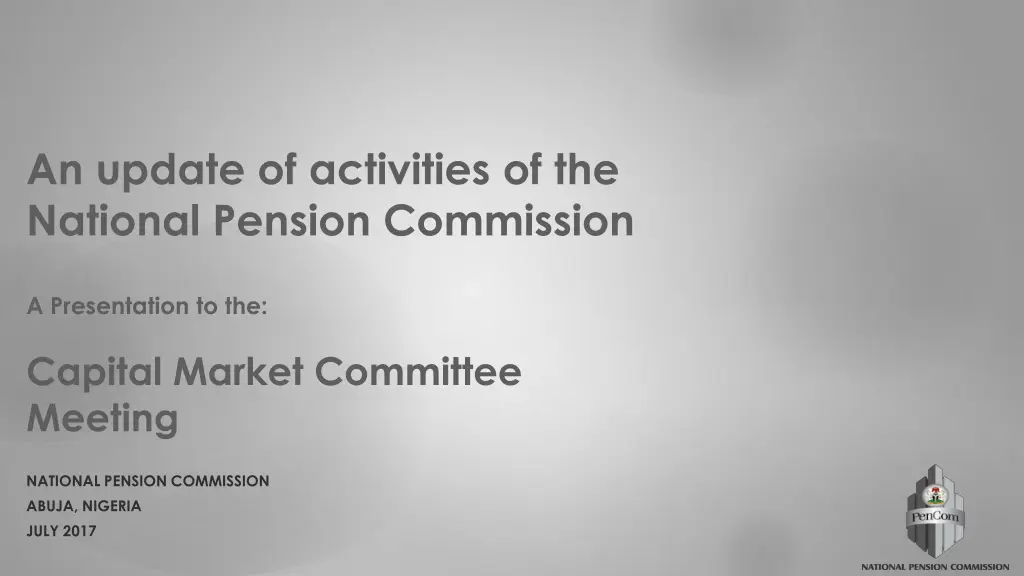 an update of activities of the national pension