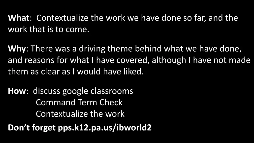 what contextualize the work we have done
