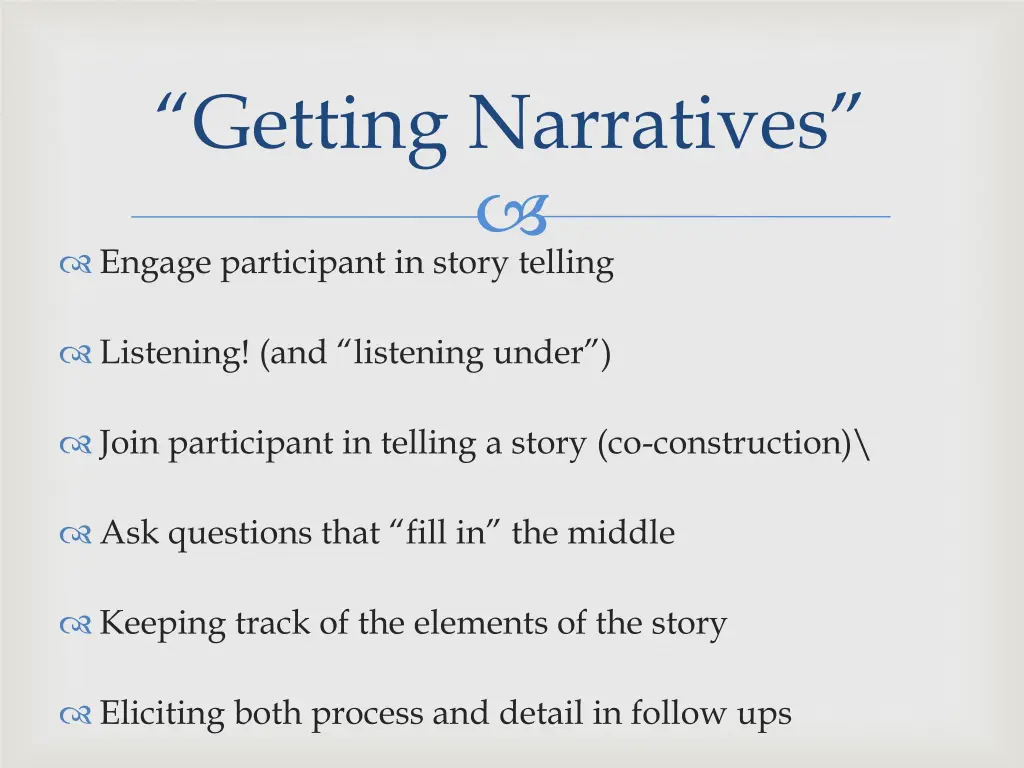 getting narratives