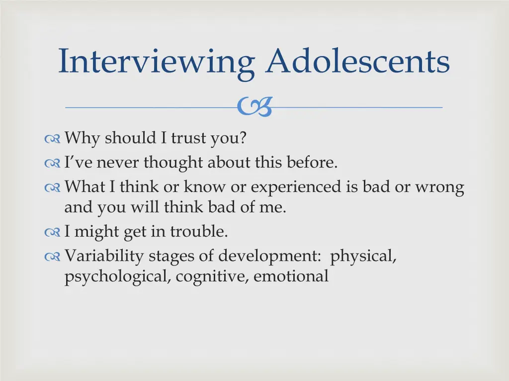 interviewing adolescents