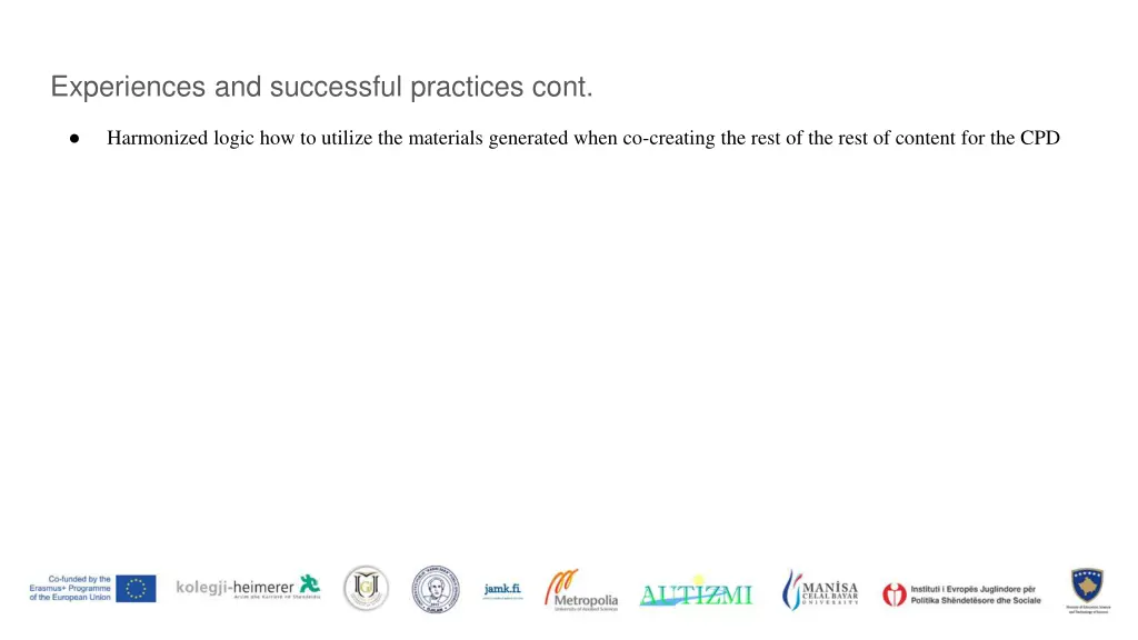 experiences and successful practices cont