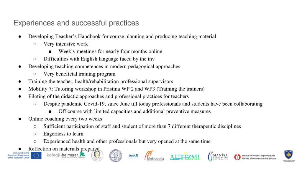 experiences and successful practices