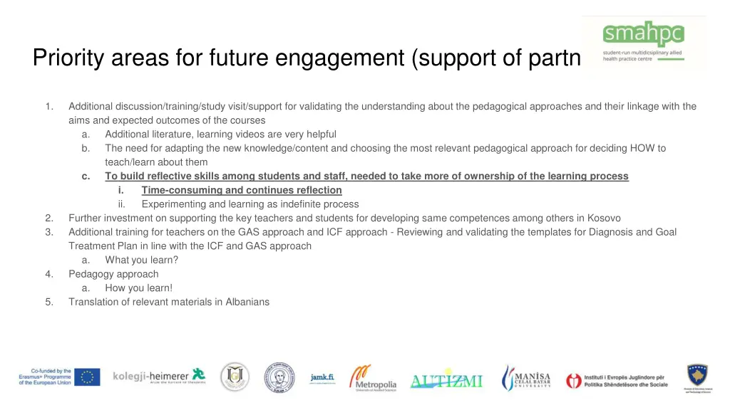 priority areas for future engagement support