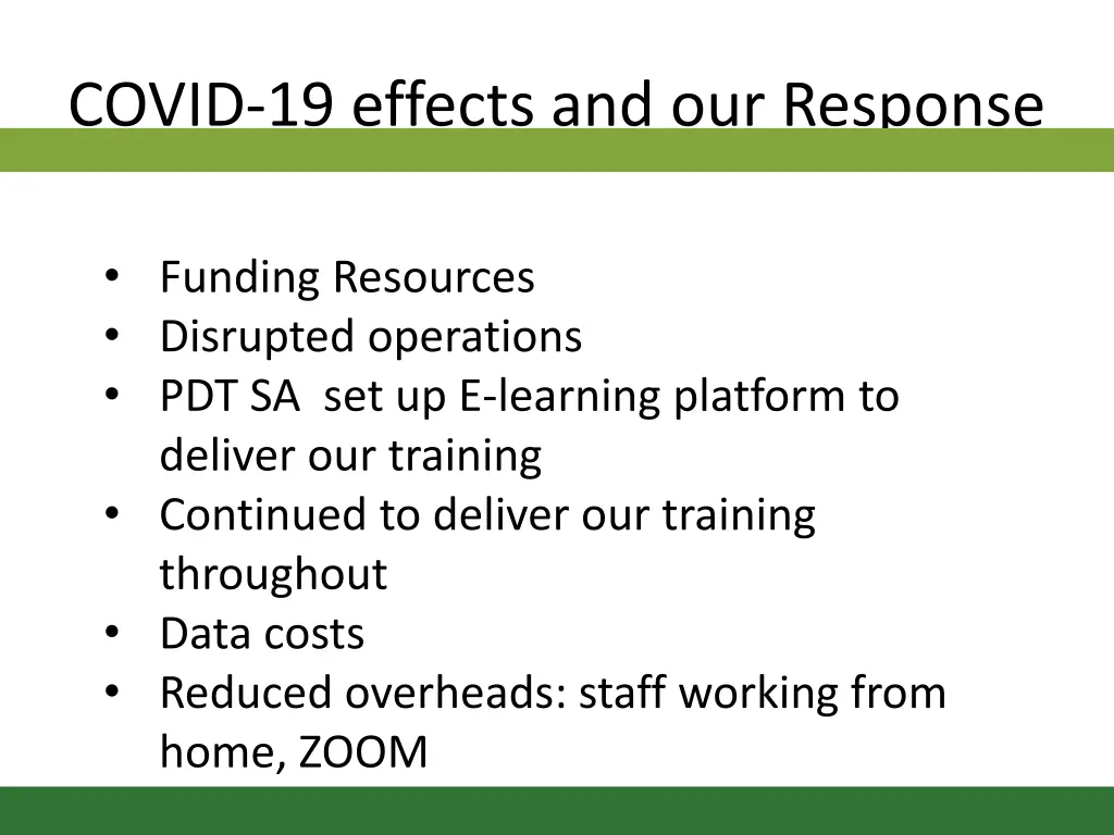 covid 19 effects and our response