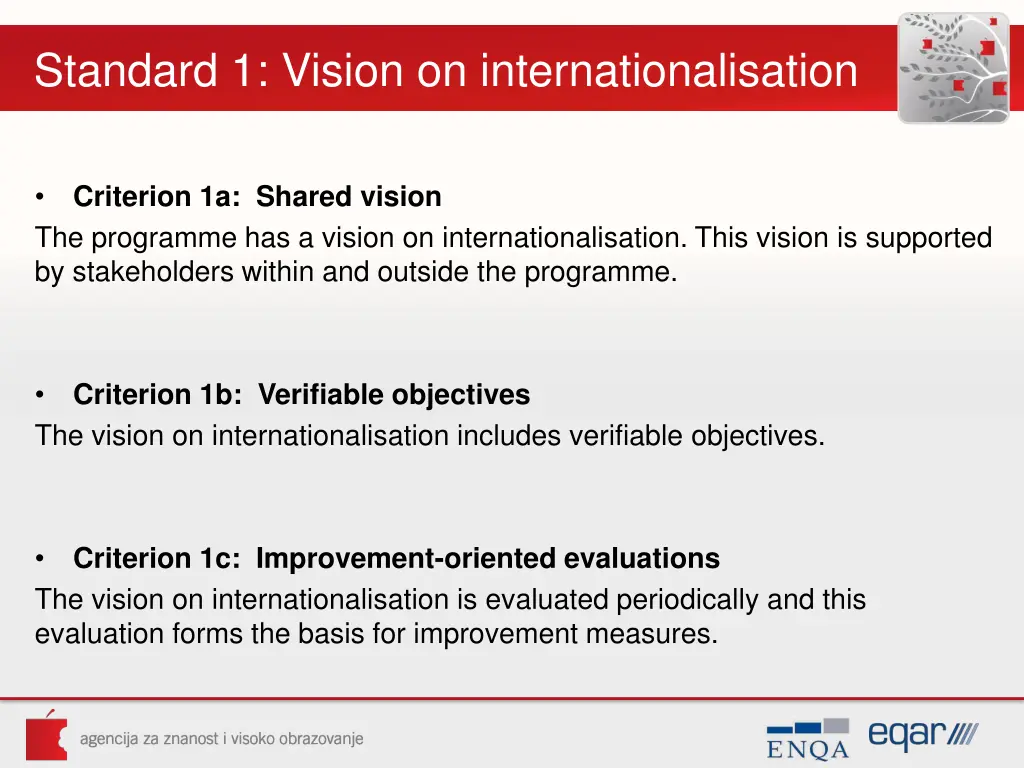 standard 1 vision on internationalisation