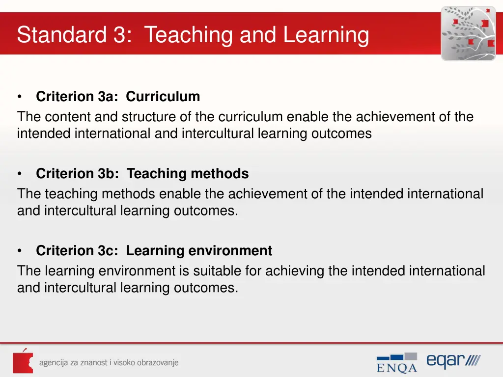 standard 3 teaching and learning