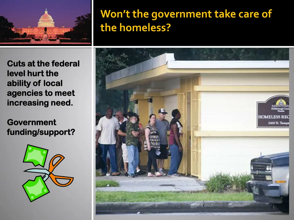 won t the government take care of the homeless