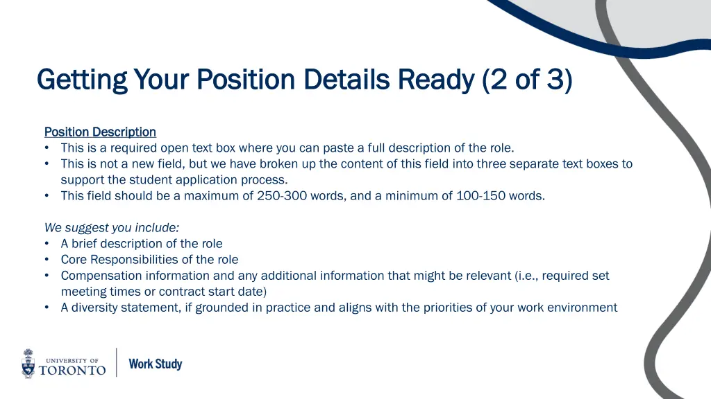 getting your position details ready