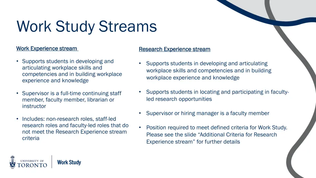 work study streams