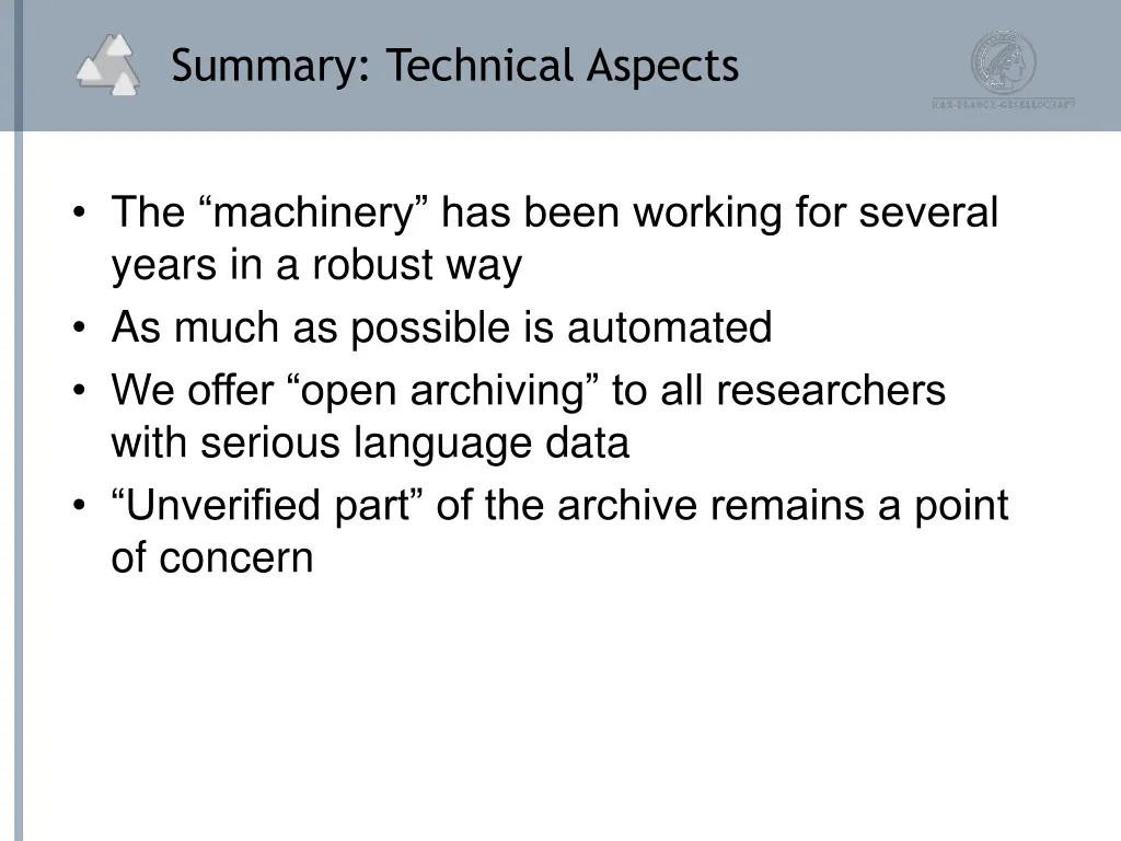 summary technical aspects