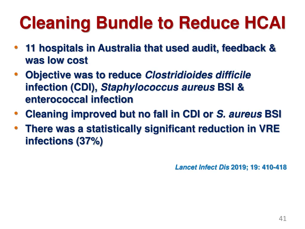 cleaning bundle to reduce hcai