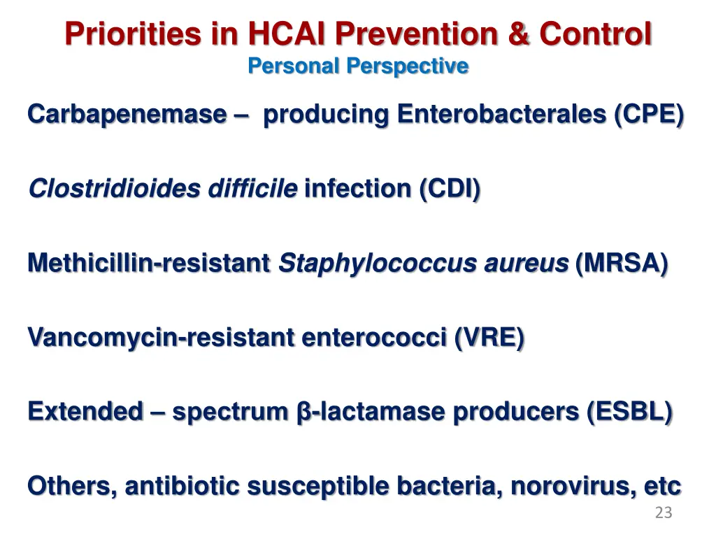 priorities in hcai prevention control personal