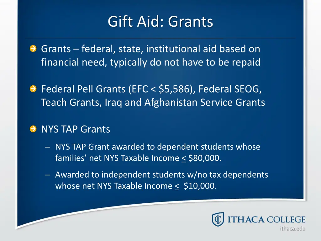 gift aid grants
