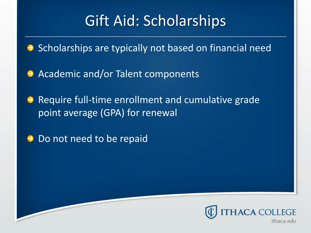 gift aid scholarships