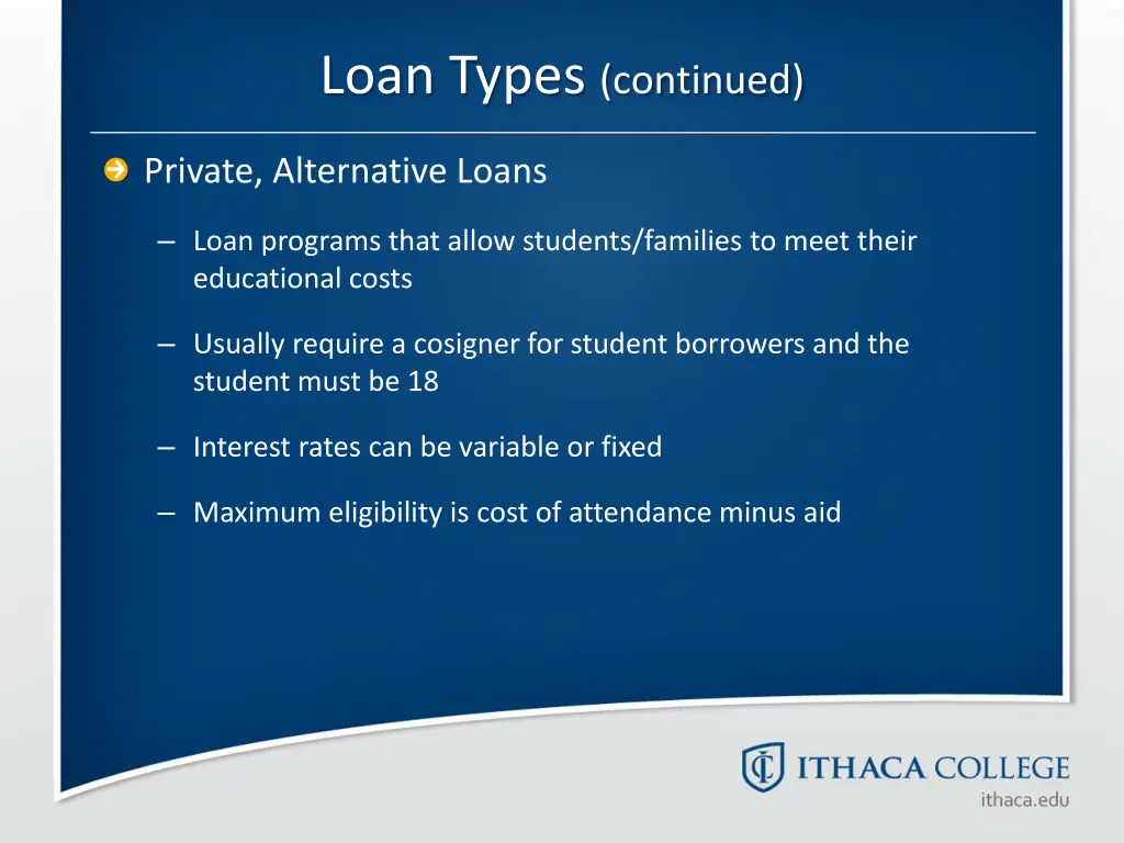 loan types continued