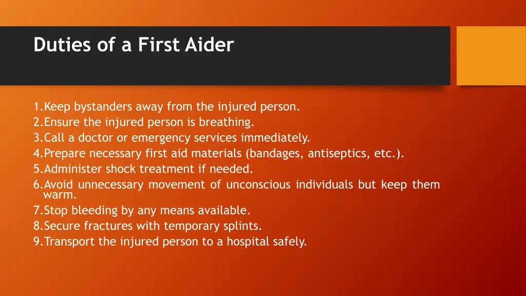 duties of a first aider