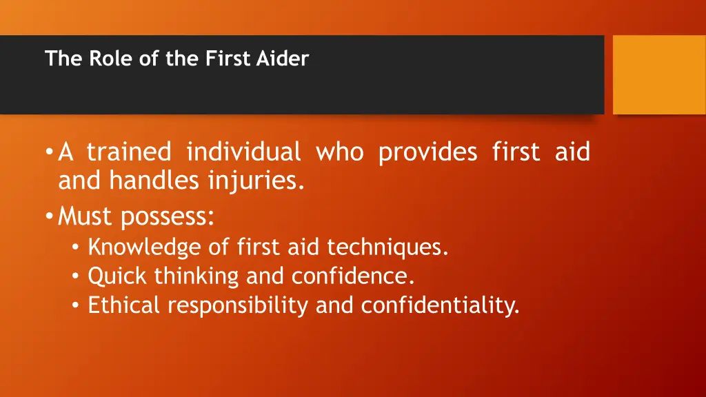 the role of the first aider