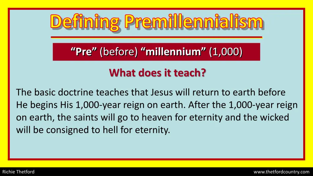 defining premillennialism