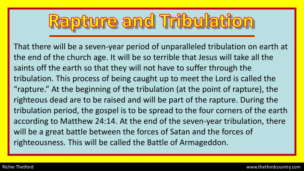 rapture and tribulation