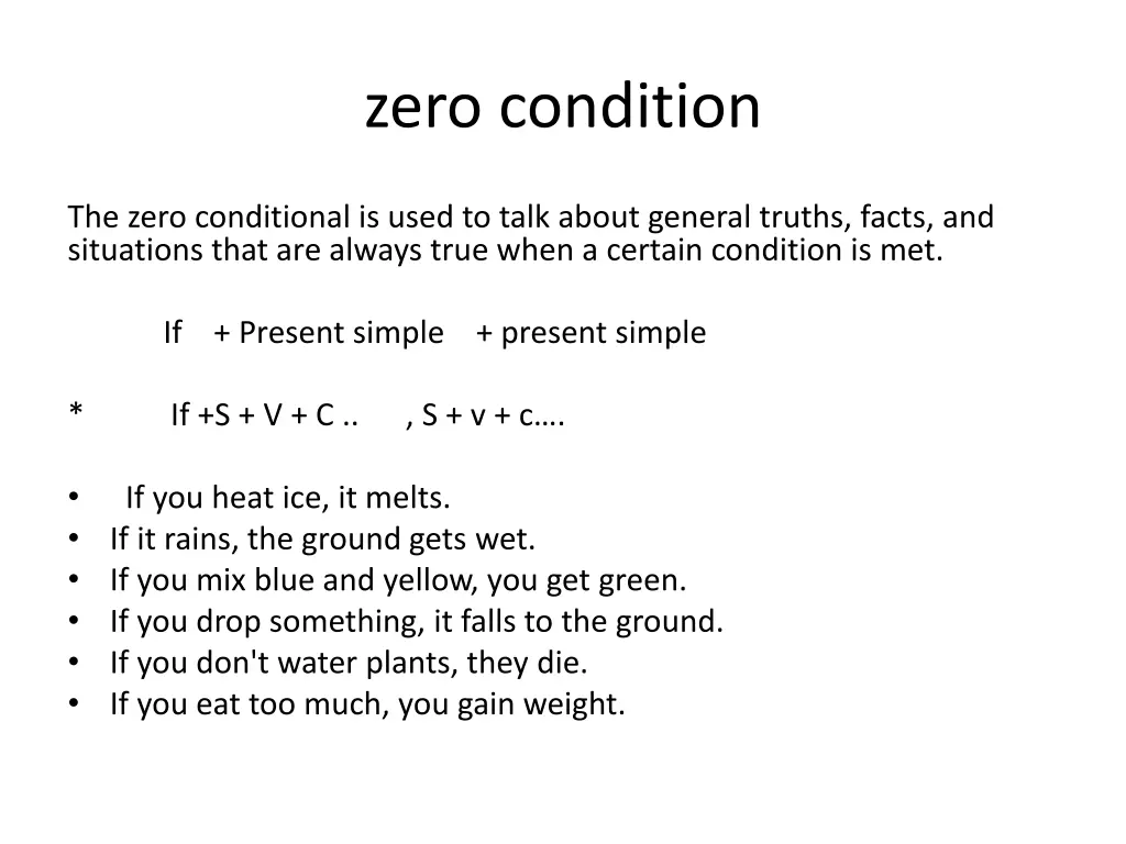 zero condition