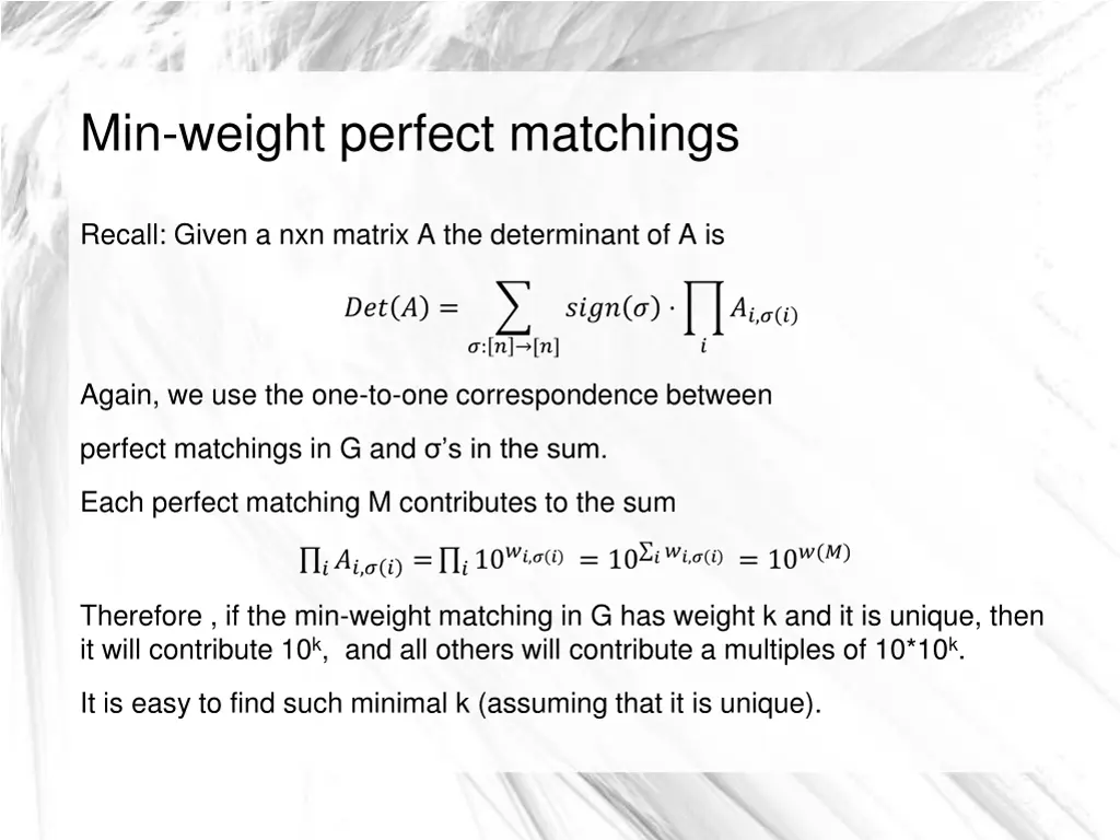 min weight perfect matchings 2