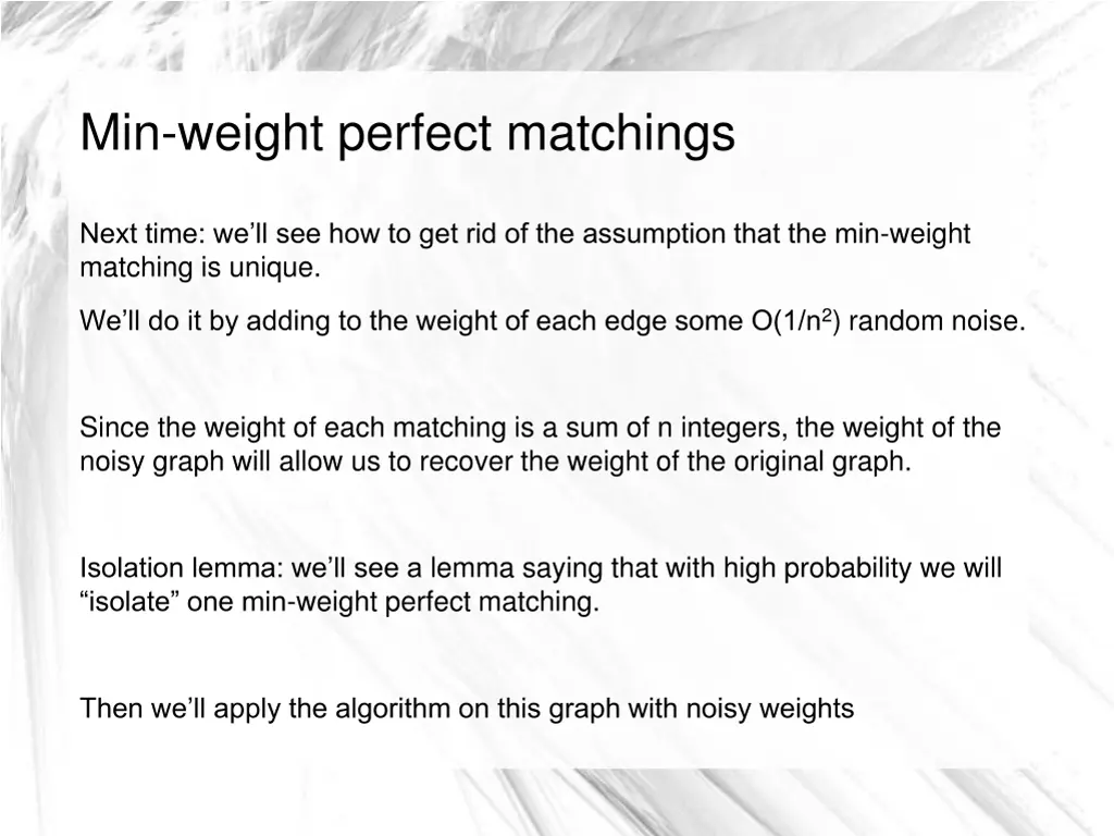 min weight perfect matchings 3