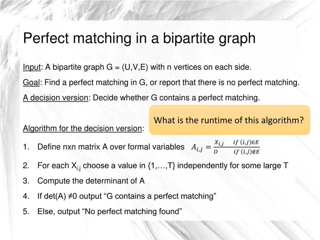 perfect matching in a bipartite graph 1