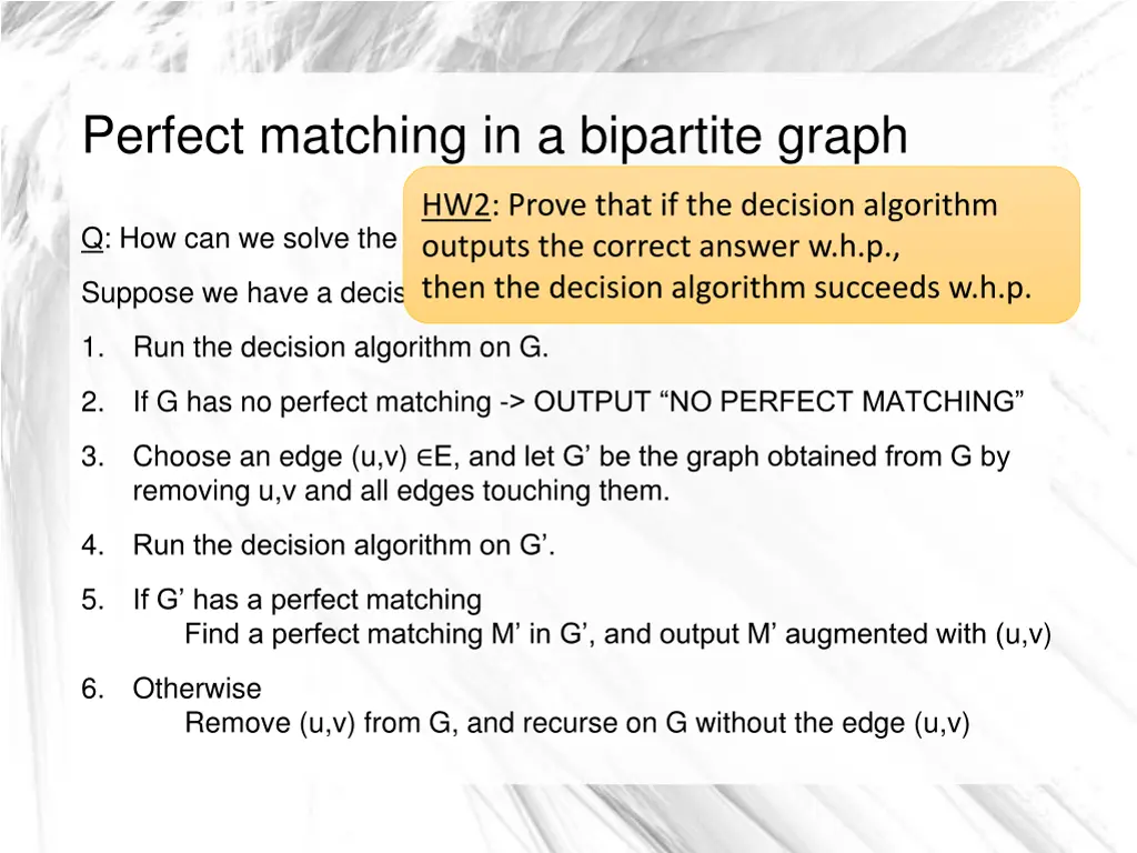 perfect matching in a bipartite graph 2
