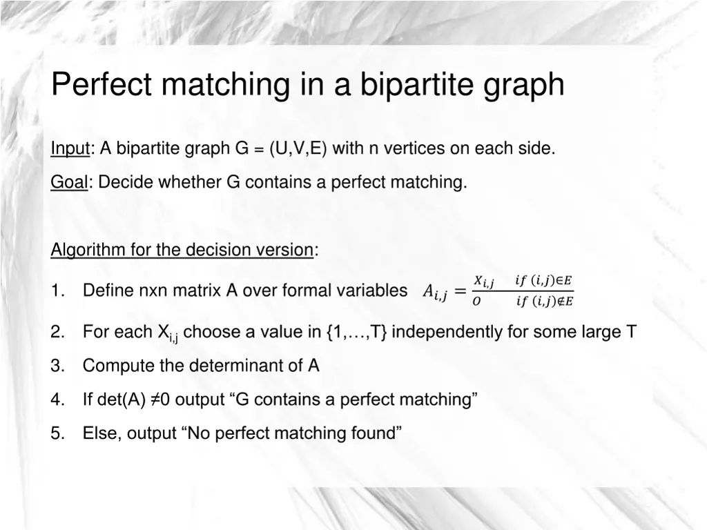 perfect matching in a bipartite graph 6
