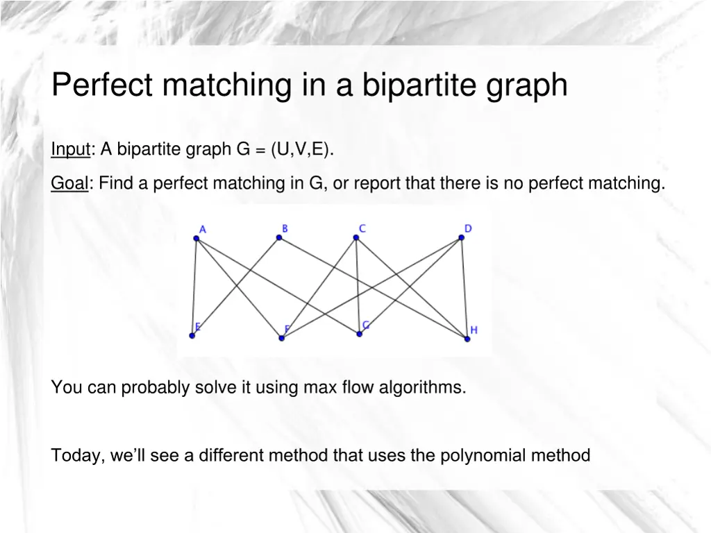 perfect matching in a bipartite graph