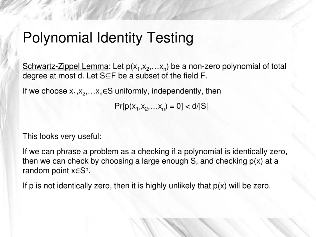 polynomial identity testing 2