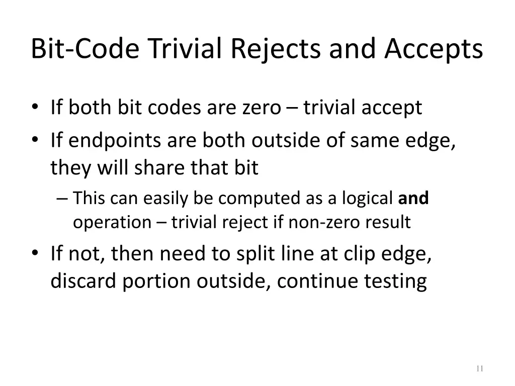 bit code trivial rejects and accepts