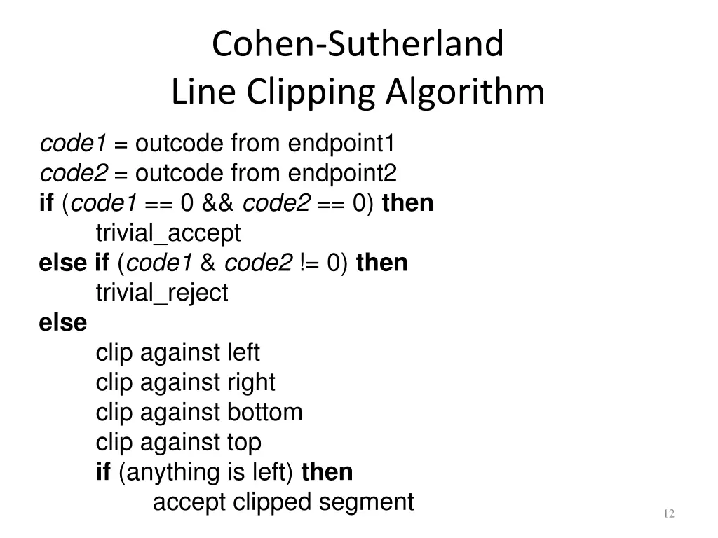 cohen sutherland line clipping algorithm